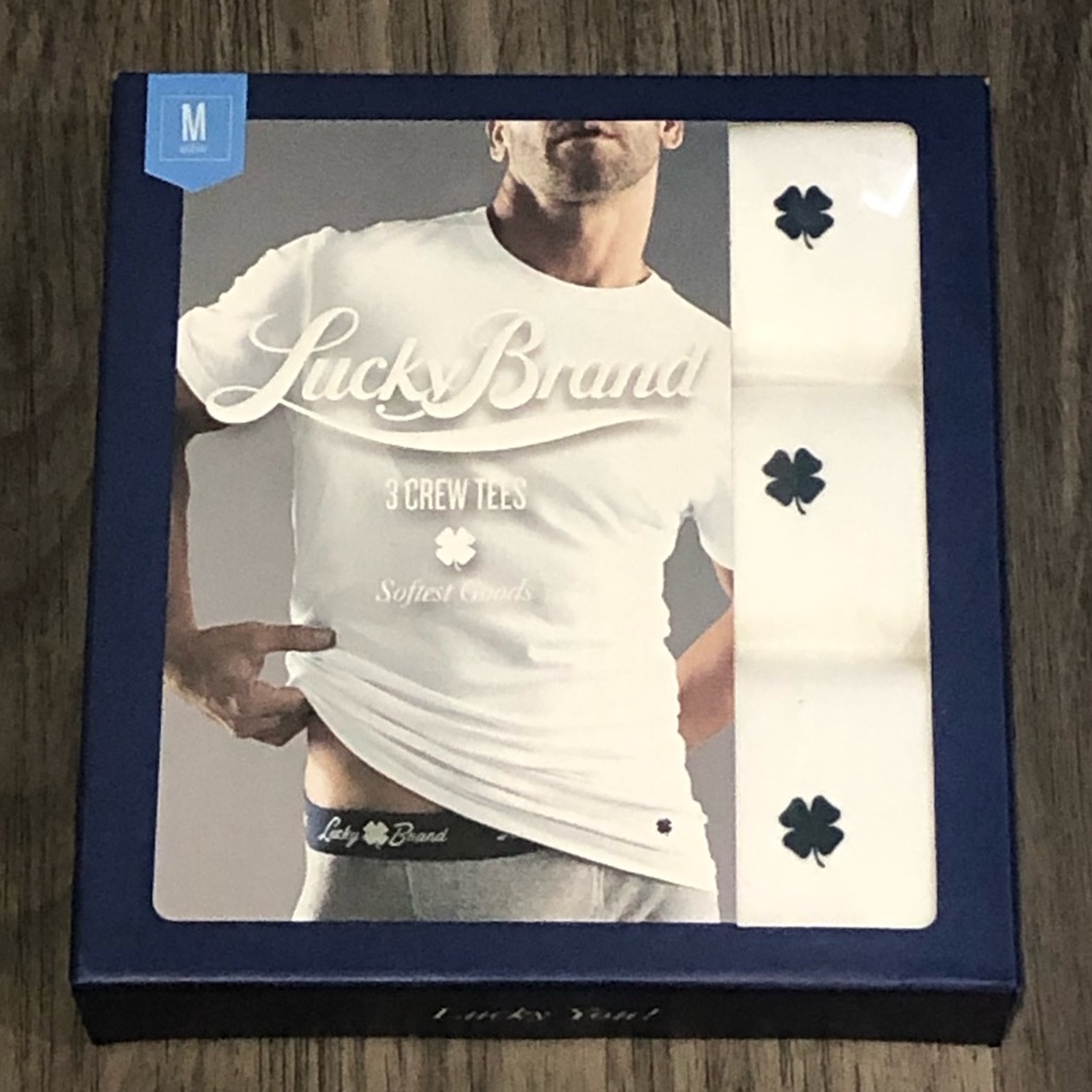 NWT Lucky Brand 3 Pk Crew Neck T-Shirts Sz M